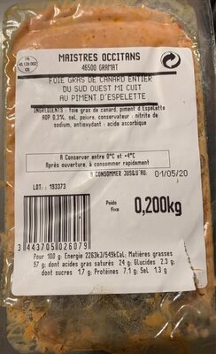 Foie gras au piment d'espelette