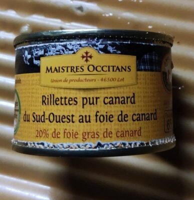 Rillettes pur canard du sud-ouest au foie de canard front packaging