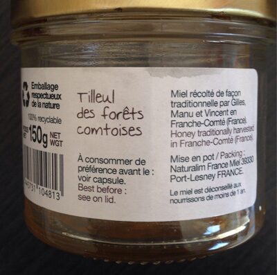 Miel de Franche-Comté ingredients label