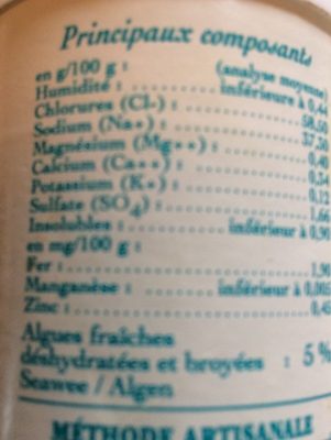 Sel Moulu Algue Trad Guerande 100G ingredients label