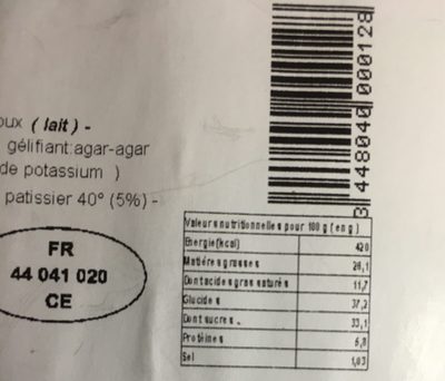 Le P'tit Nantais nutrition facts table