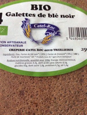 Galette de blé noir ingredients label