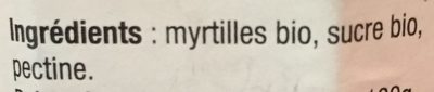 Confiture myrtille ingredients label