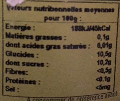 Petillant pur jus pomme nutrition facts table