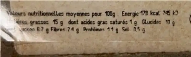 Salade Maraichère nutrition facts table