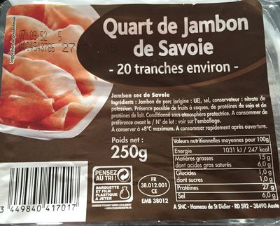 Quart de jambon de savoie