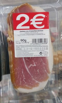 Jambon cru 4 tranches environ front packaging