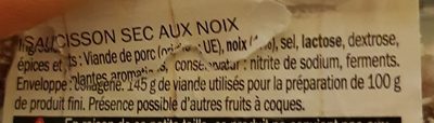 Bouchées de saucisson aux noix ingredients label