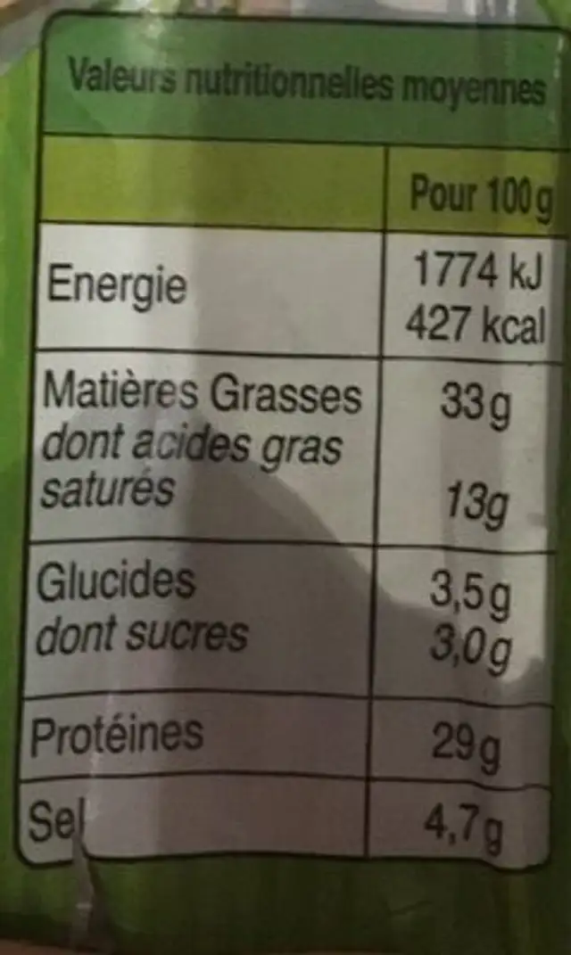Le baton de berger Bio nutrition facts table
