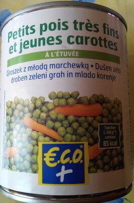 Petits pois très fins et jeunes carottes