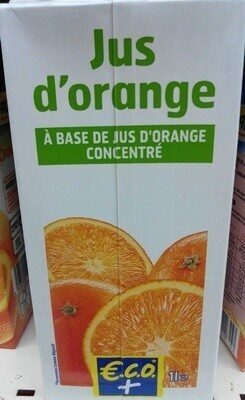 Jus d'orange à base de jus d'orange concentré front packaging