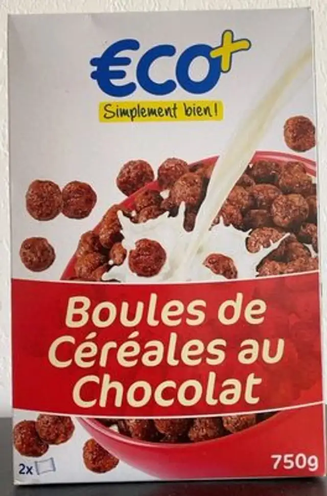 Boules de céréales au chocolat front packaging