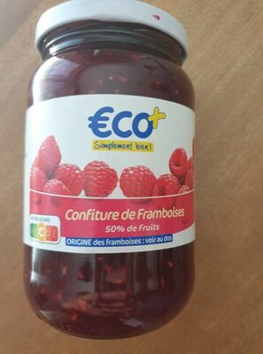 Confiture de framboises front packaging