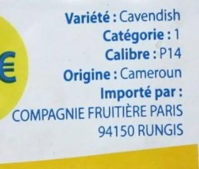 Banana ingredients label