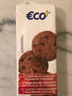 12 Cookies al cacao con pepitas de chocolate
