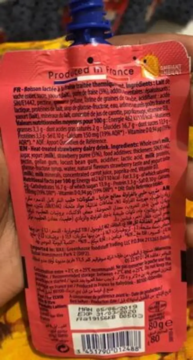 Yag Go ! nutrition facts table