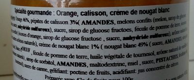 Orange Calisson ingredients label