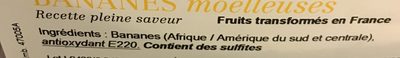 Bananes moelleuses ingredients label