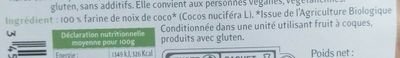 Farine de coco ingredients label