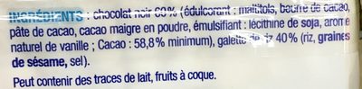 Maxi Galettes de Riz Chocolat Noir - Sans Sucres Ajoutés ingredients label
