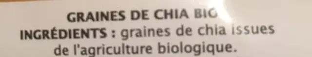 Graines De Chia ingredients label