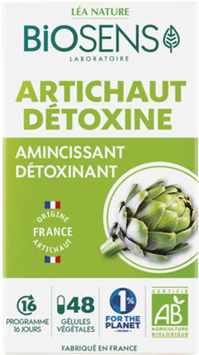 un extrait d’artichaut biologique front packaging