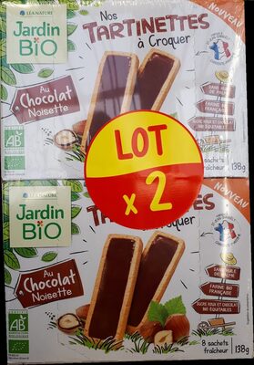 Nos tartinettes à croquer,  au chocolat noisette front packaging