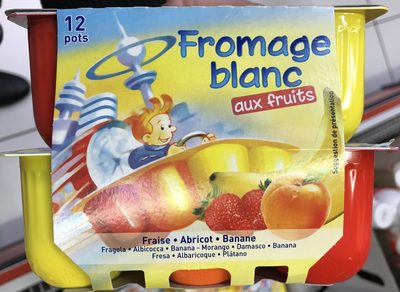 Fromage blanc aux fruits Fraise-Abricot-Banane front packaging