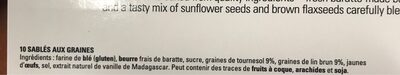 Les sablés aux graines ingredients label