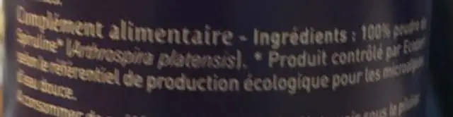 Santé & Bien-être / Résistance Et Vitalité / Spiruline ingredients label