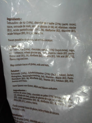 Choco space ingredients label