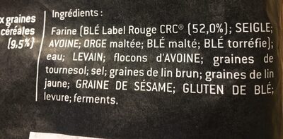 Pérènes Multicéréales ingredients label