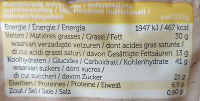 CacaoNut’ donut x2 nutrition facts table