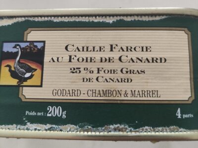 Caille farcie au foie de canard 25% de foie gras