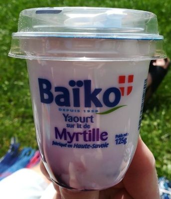 Yaourt sur lit de myrtilles front packaging