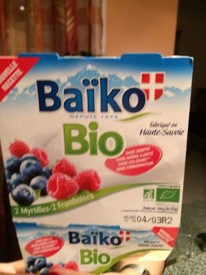 Yaourt bio framboise / myrtille BAIKO