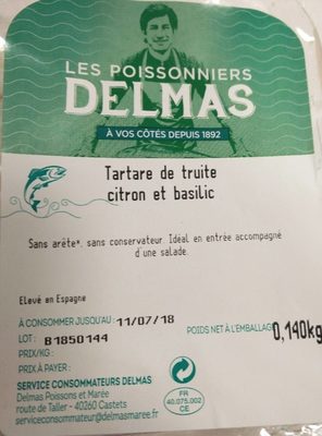 Tartare de truite citron et basilic