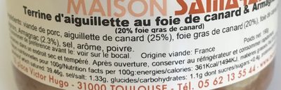 Terrine d'Aiguillette au foie de canard et Armagnac ingredients label