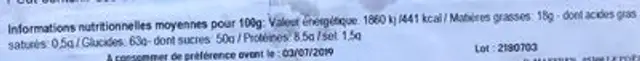 Nougat grande maison nutrition facts table