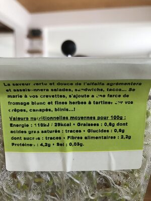 Alfalfa ingredients label