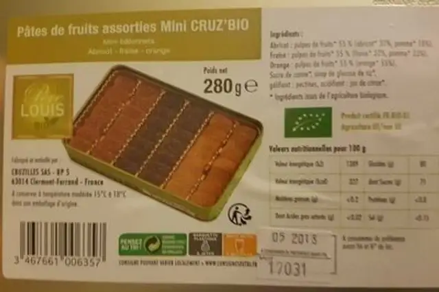 Pâtes de fruits assorties Mini Cruz'Bio front packaging