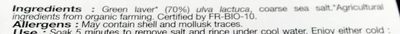 Laitue de mer sauvage frais salé ingredients label