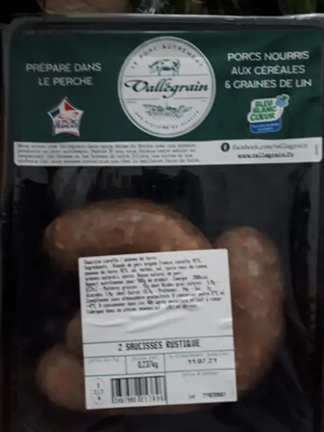 Saucisses rustiques front packaging