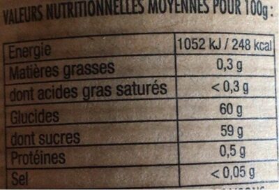 Myrtilles nutrition facts table