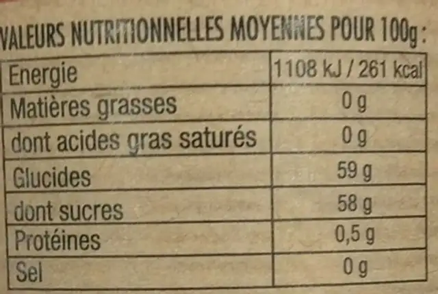 Clémentine Corse nutrition facts table