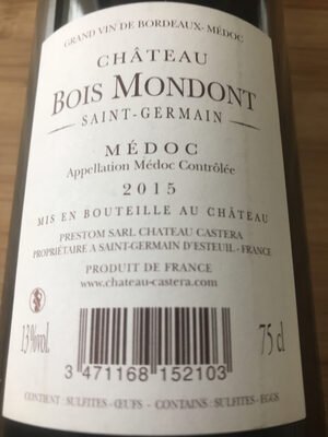 Château du bois mondont front packaging