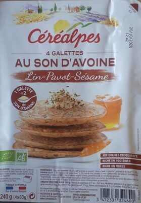 Galette son d'avoine.  Lin-Pavot-sesame