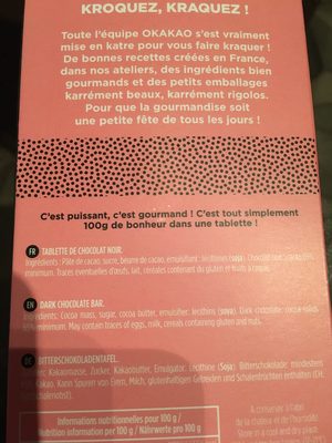 So Chic noir 65% ingredients label