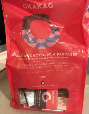 Carrés de chocolat à partager front packaging