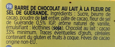 Lait fleur de sel de guérande ingredients label